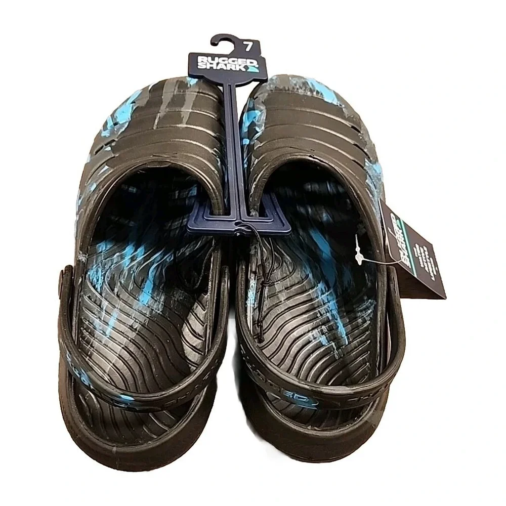 Brand New‎ Sz 7 Rugged Shark Men's Clogs  Black and Blue